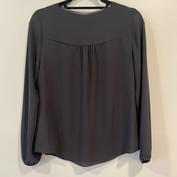 White House Black Market Black Long Sleeve Blouse - Picture 3 of 3